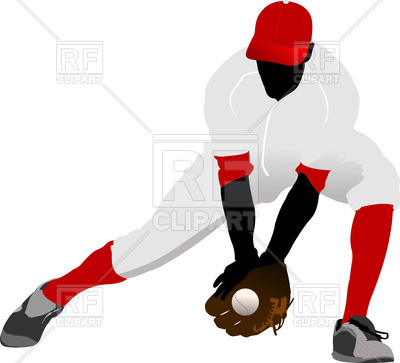 400x363 Silhouette Of Baseball Player Catch Ball Royalty Free Vector Clip