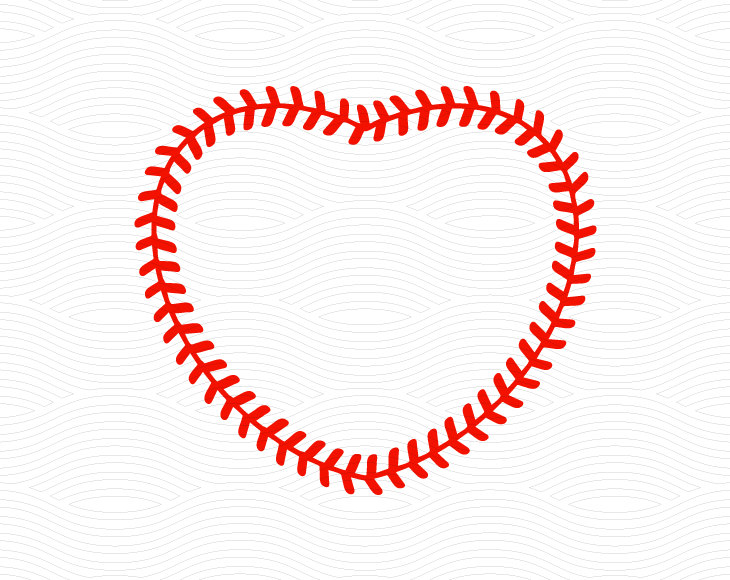 730x580 Baseball Stitch Heart Monogram Frame (Svg, Eps, Dxf Studio3) Cut