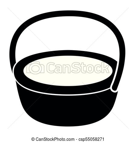 450x470 Isolated Wooden Basket Silhouette Icon, Vector Illustration