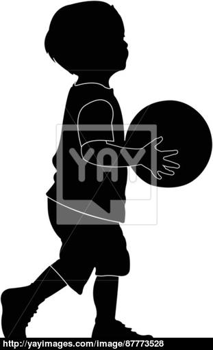 311x512 Child Playing Basketball, Child And Ball, Silhouette Vector Vector