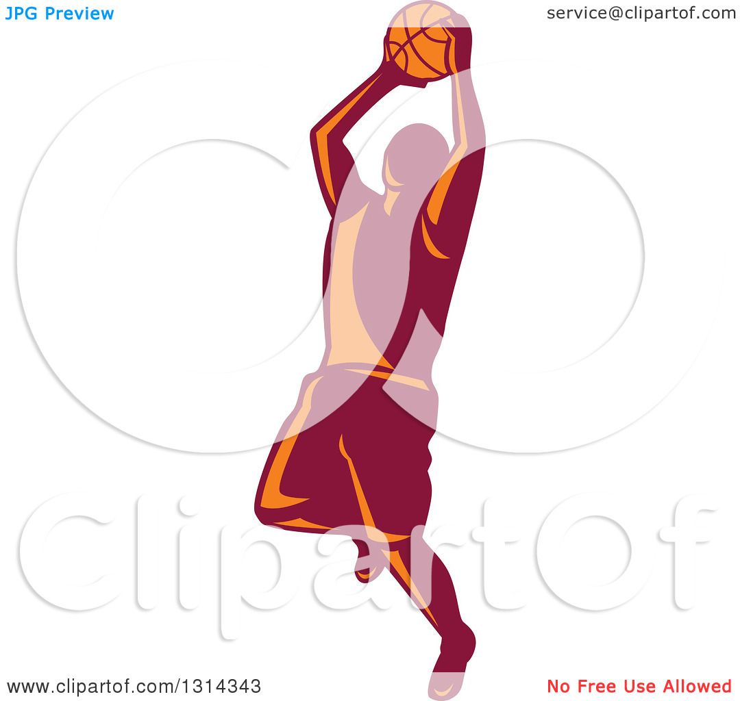 1080x1024 Clipart Of A Retro Male Basketball Player Doing A Jump Shot 3