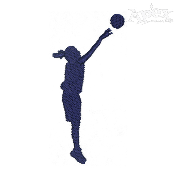 600x600 Basketball Girl Silhouette Embroidery Design