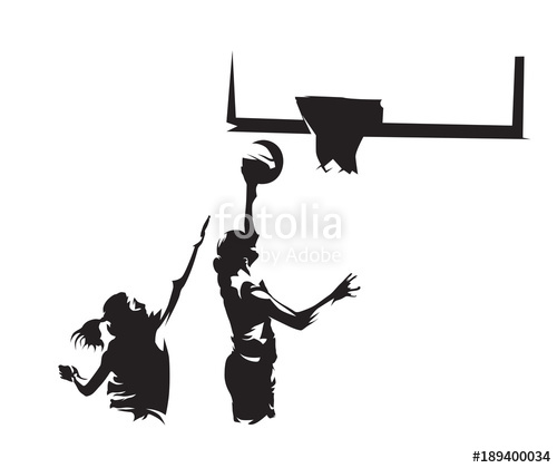 500x420 Basketball Player Shoots Ball On The Basket, The Other Defends