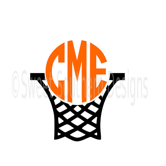 570x570 Basketball Hoop Monogram Svg Instant Download Design