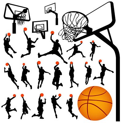 400x400 Basketball And Basketball Silhouette Figures, Vector Files