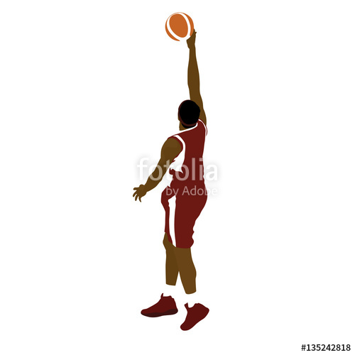 500x500 Basketball Player With Ball, Finger Roll Shot. Abstract Vector S