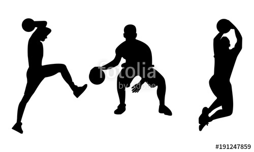 500x300 Silhouette Of Three Basketball Players Stock Image And Royalty