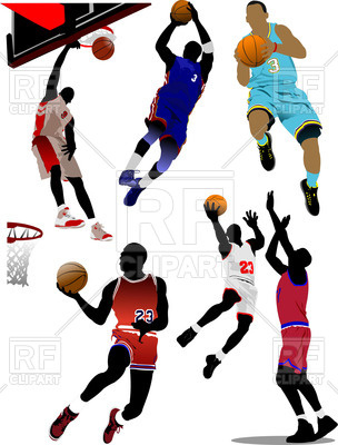 304x400 Basketball Players With Balls In Motion