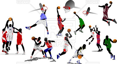 400x220 Colorful Silhouettes Of Basketball Players Royalty Free Vector