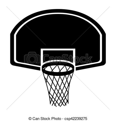 450x470 Silhouette Monochrome With Rounded Basketball Hoop Vector