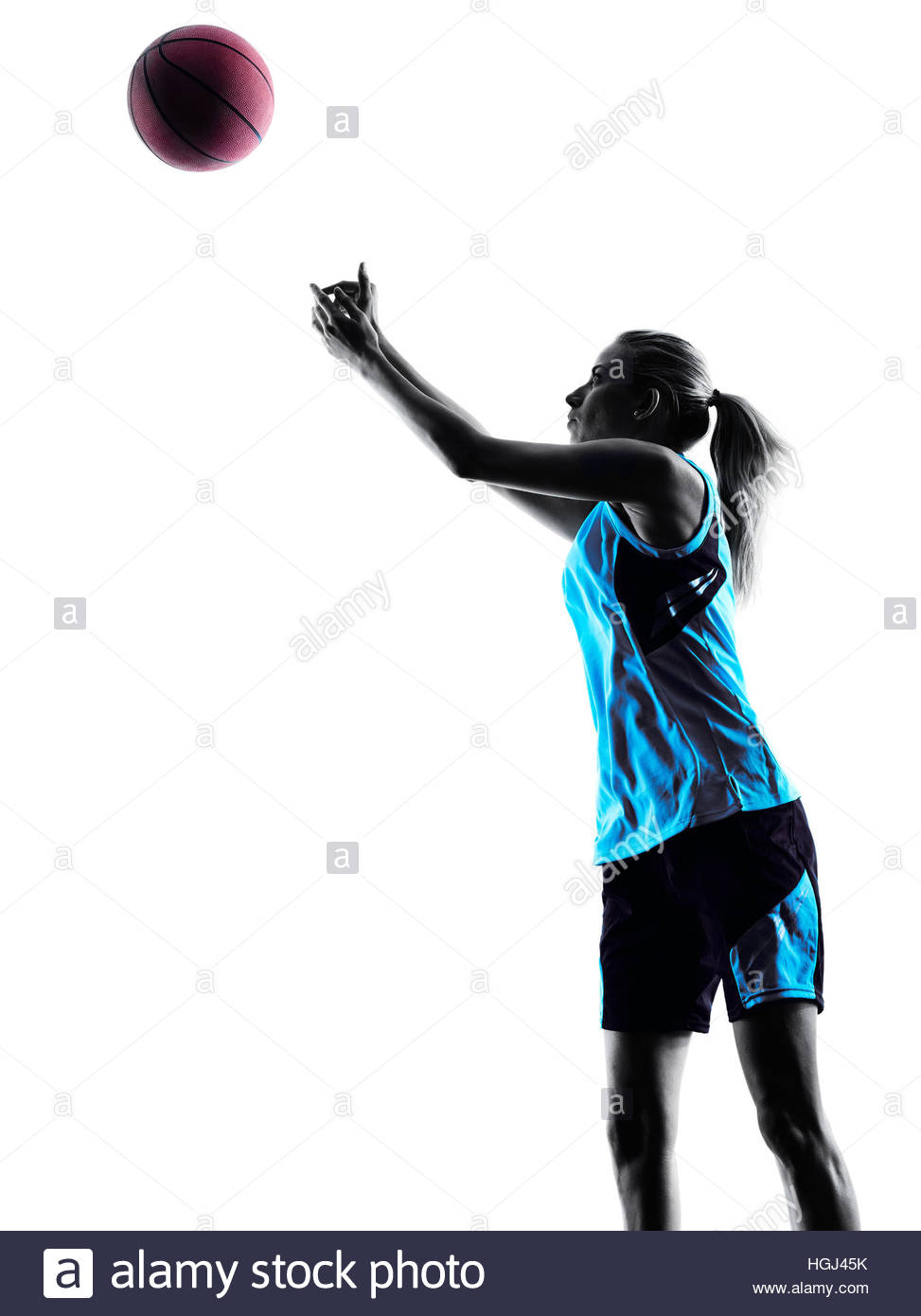 973x1390 One Caucasian Woman Basketball Player Dribbling In Silhouette