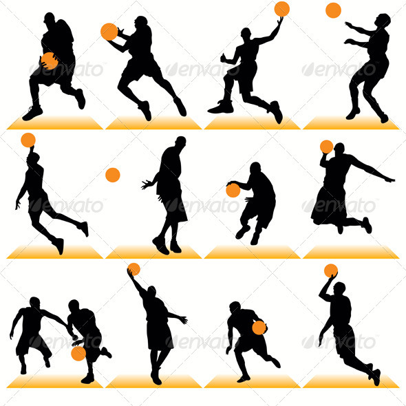 590x590 Basketball Players Silhouettes Set By Kaludov Graphicriver