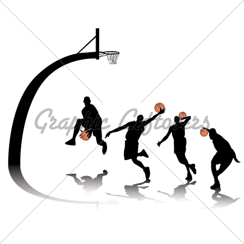 500x500 Basketball Silhouettes Gl Stock Images