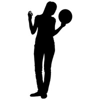 200x200 Girl Basketball Team Silhouette