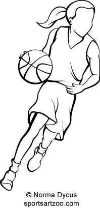 198x415 Basketball Player Dribbling Clipart