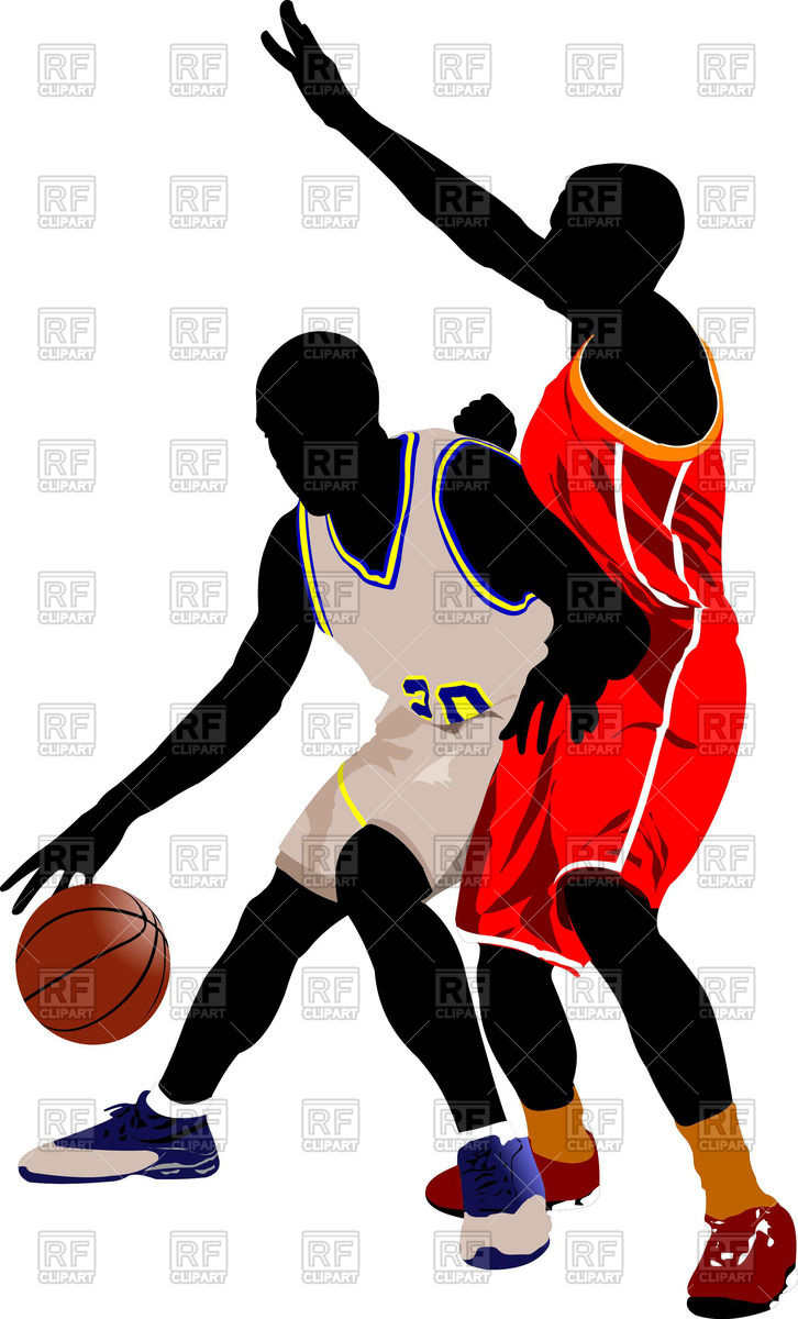 726x1200 Silhouette Of Basketball Players In Motion Royalty Free Vector