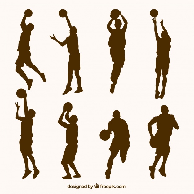 626x626 Set Of Basketball Players Silhouettes Vector Free Download