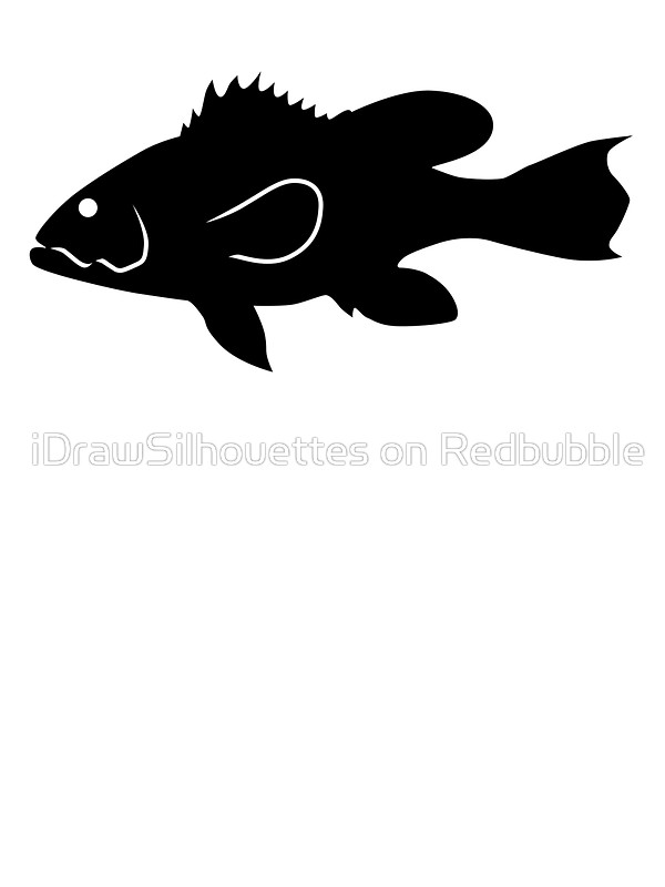 600x800 Bank Sea Bass Fish Silhouette (Black) Stickers By