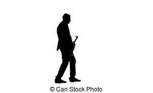 300x183 Guitarist Plays Bass Guitar. Silhouette. Studio. Guitarist
