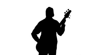 320x180 Silhouette Of Musician With Bass Guitar Stock Video Footage