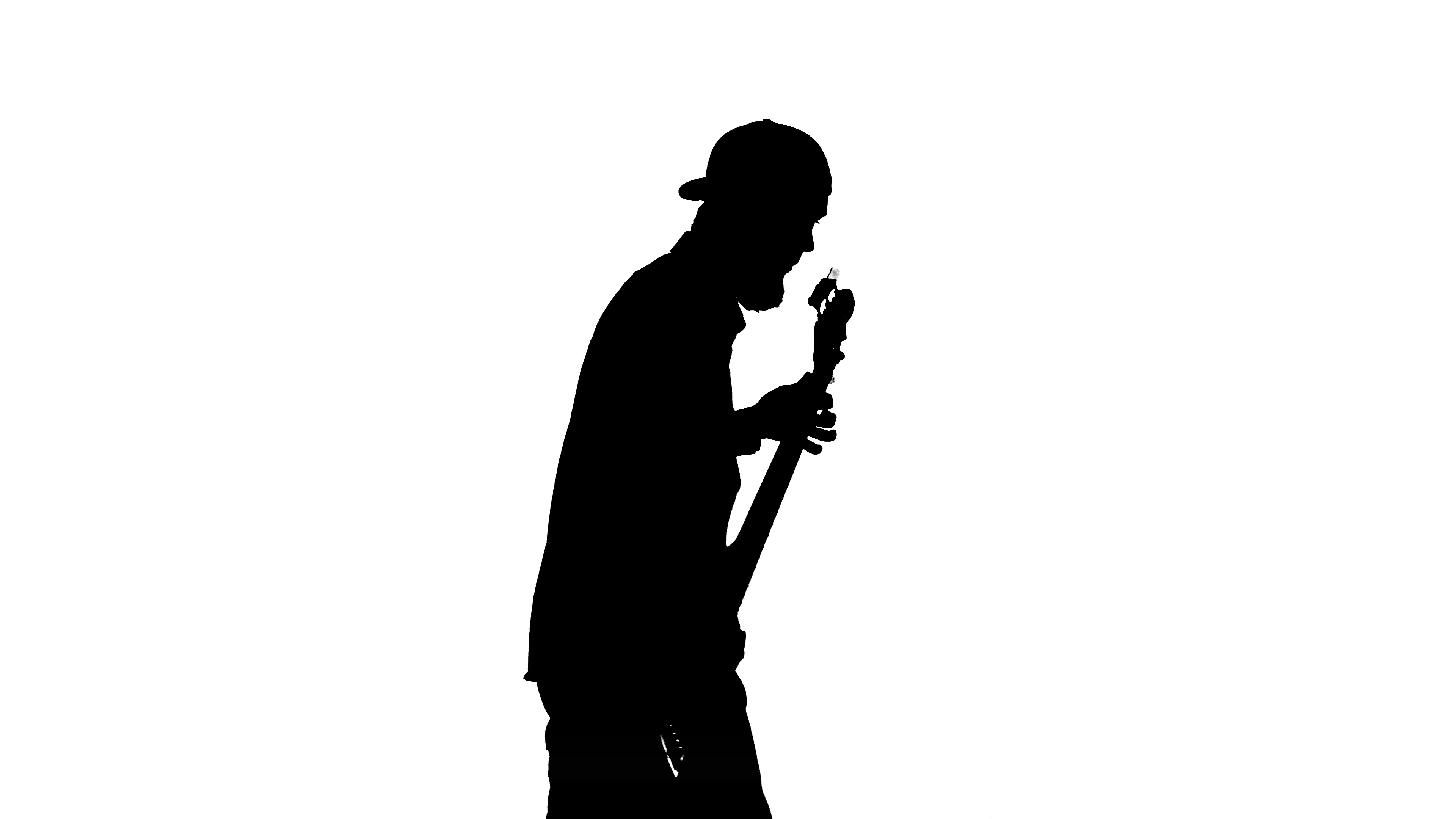 3840x2160 Silhouette Of Musician With Bass Guitar ~ Footage