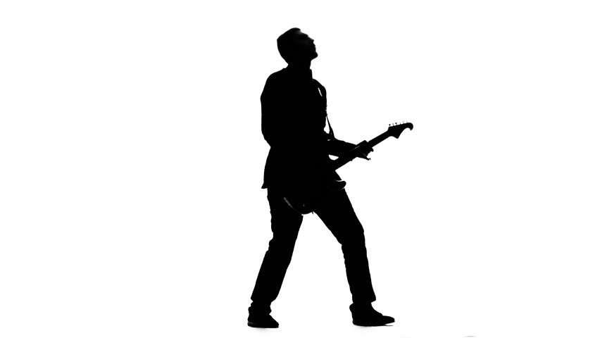 852x480 Guitarist Plays Bass Guitar. Silhouette. Studio Stock Footage