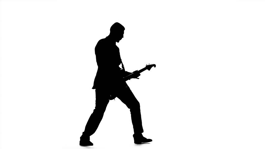 852x480 Man Plays The Melody On The Guitar. Silhouette. Slow Motion Stock