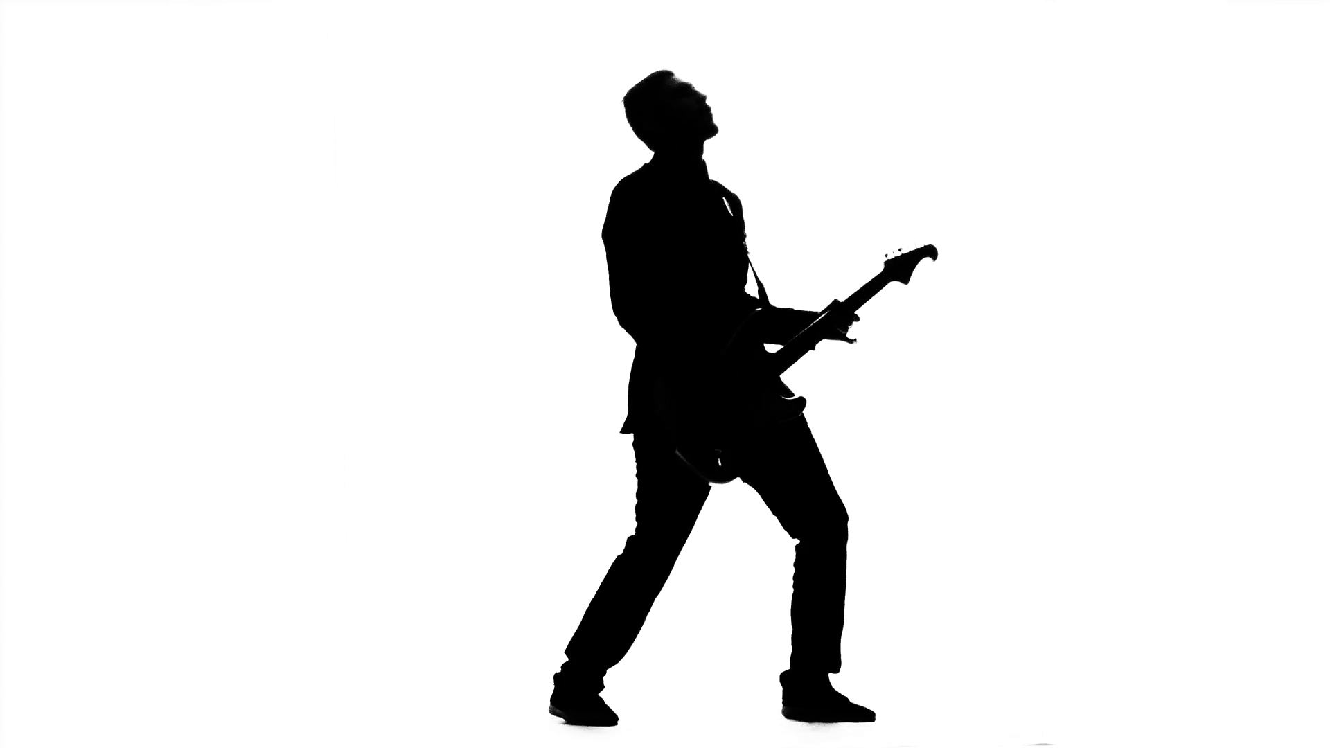 1920x1080 Guitarist Plays Bass Guitar. Silhouette. Studio Stock Video