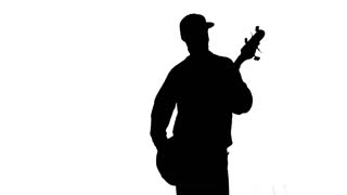 320x180 Silhouette Of A Bass Player On A White Background Stock Video