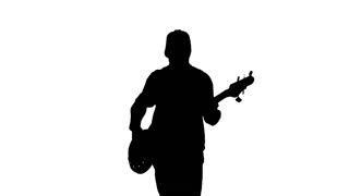 320x180 Silhouette Of Musician With Bass Guitar Stock Video Footage