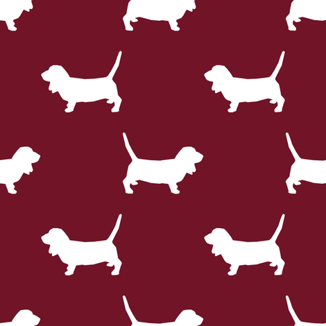 470x470 Basset Hound Silhouette Fabric Ruby Fabric