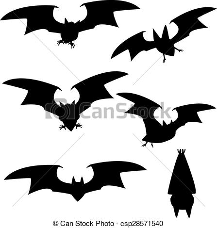 447x470 Set Of Silhouette Vampire Bat Flying , Vector Eps Vector