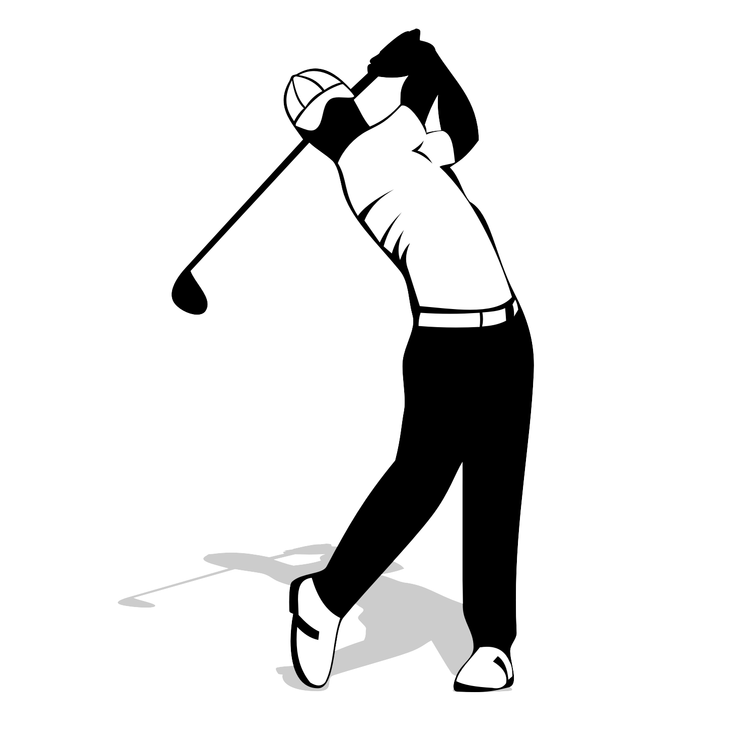 1500x1500 Nobby Golfer Silhouette Vector Free Illustration Swing Golf Image