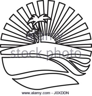 307x320 Silhouette Circular Background Sunset In The Ocean With Island
