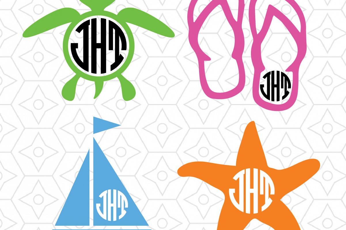 1201x800 Beach Monogram Frame Decal Collection, Design Bundles
