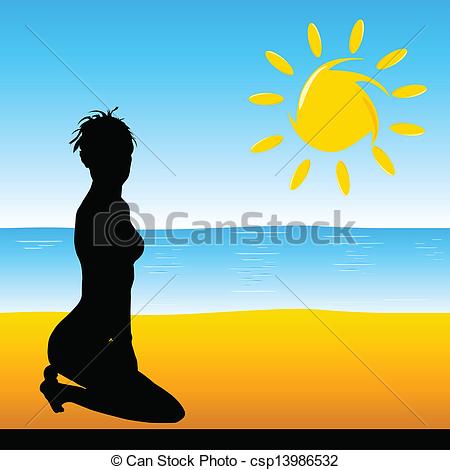 450x470 Beauty Girl On The Beach Vector Illustration Vectors