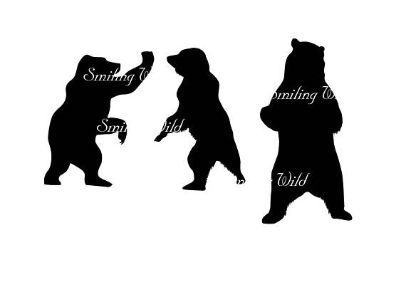 570x403 Grizzly Bear Silhouette Svg Cub Clipart Printable Forest Animal