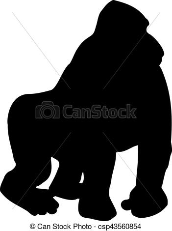 351x470 Gorilla Silhouette Clipart Vector