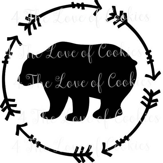 570x570 Bear Silhouette With Arrows Stencil, Fall Silk Screen Stencil