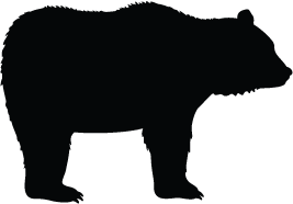 267x186 Bear Silhouette. Bear Standing Silhouette Stencil. Vector