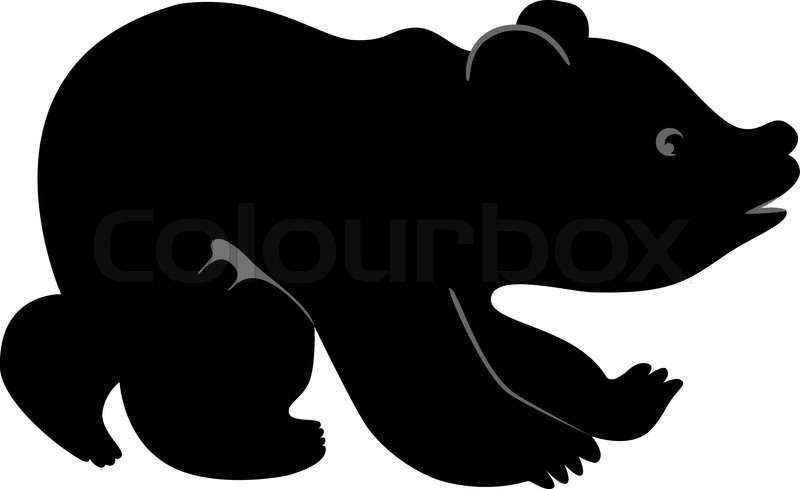 800x489 Vector Silhouette Offunny Little Bear Stock Vector Colourbox