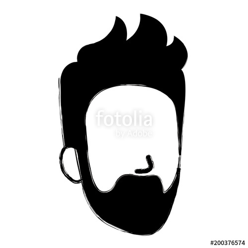 500x500 Young Man Head With Beard Avatar Character Vector Illustration