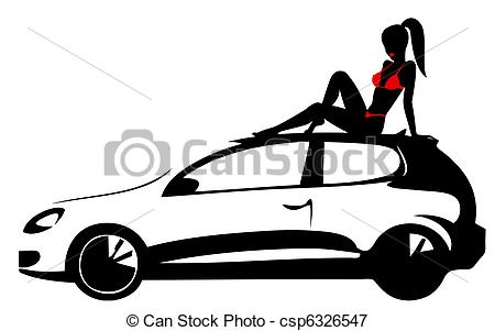 450x301 Silhouette Of Beautiful Glamour Girl Sitting By The Car Stock
