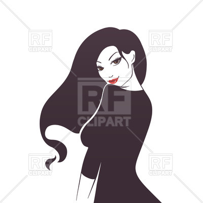 400x399 Beautiful Woman's Silhouette With Long Hair And Red Lips Royalty