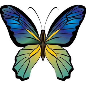 300x300 Beautiful Silhouette Cute Blue Butterfly Free Vector Free