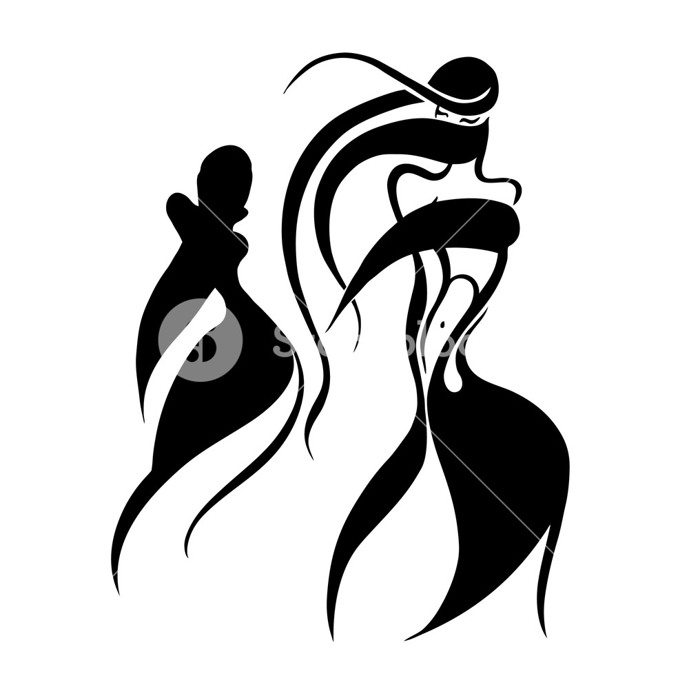 1000x1000 Beautiful Woman In Hijab. Silhouette. Hand Drawn Vector
