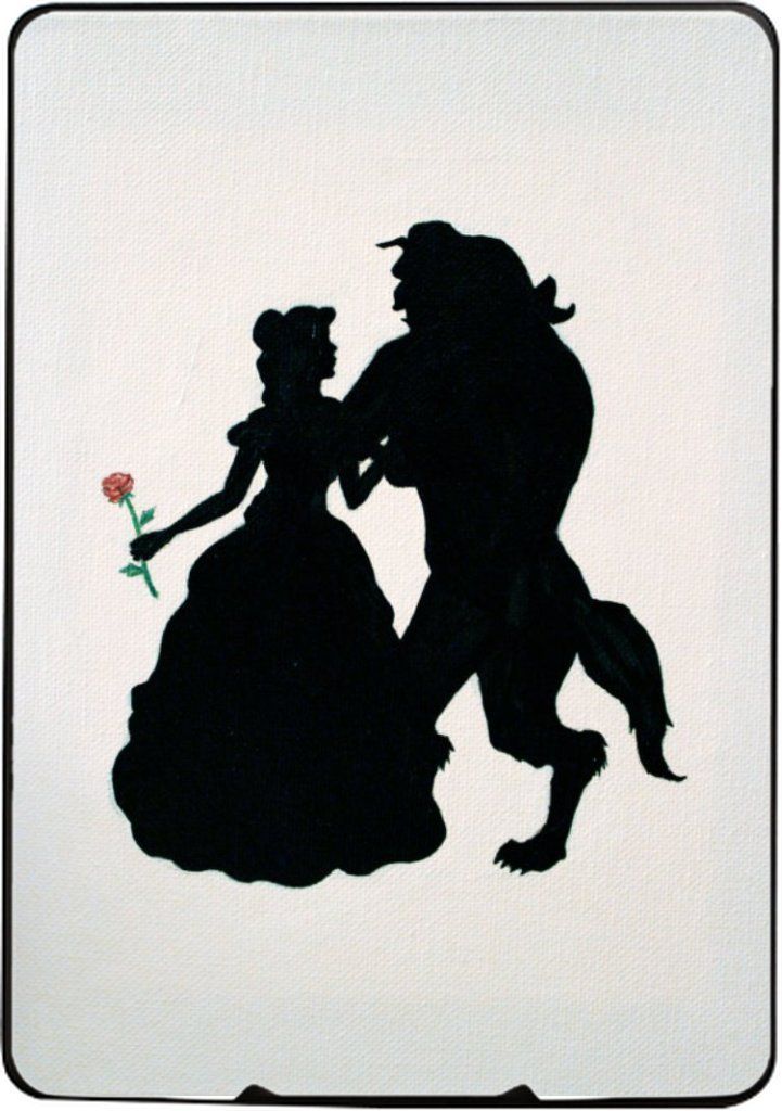 721x1024 Beauty And The Beast Silhouette Holding Red Rose Canvas Print