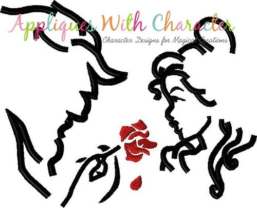 500x406 Beauty And The Beast Silhouette Embroidery Design