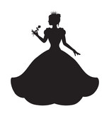 154x160 Silhouette Of A Beauty Queen In The Crown, Ribbon And Evening