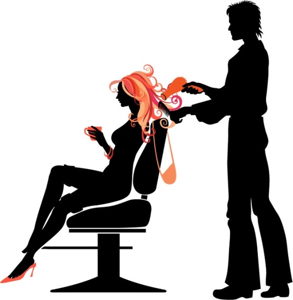 585x600 Hair Stylist Clipart Silhouette Collection